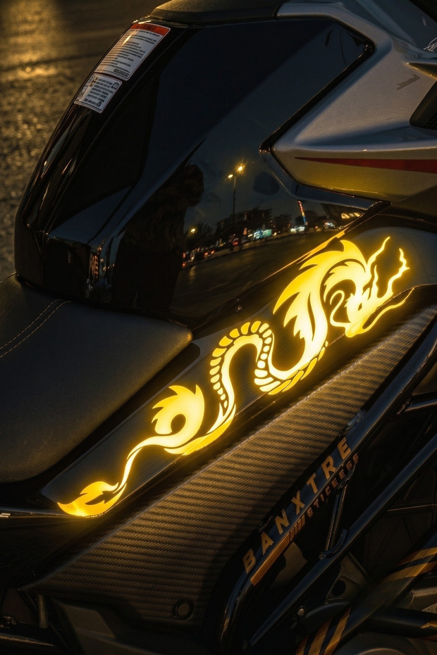مجموعة ملصقات CFMOTO NK250 المتوافقة مع تصميم التنين العاكس للضوء، متوسطة الحجم، للجانب الأيمن والأيسر