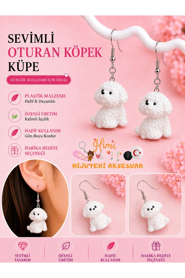 Cheerful Cute Sitting Dog Animal Figured Dangle Earrings Lightweight Design Daily Use Bijouterie Children's Earring