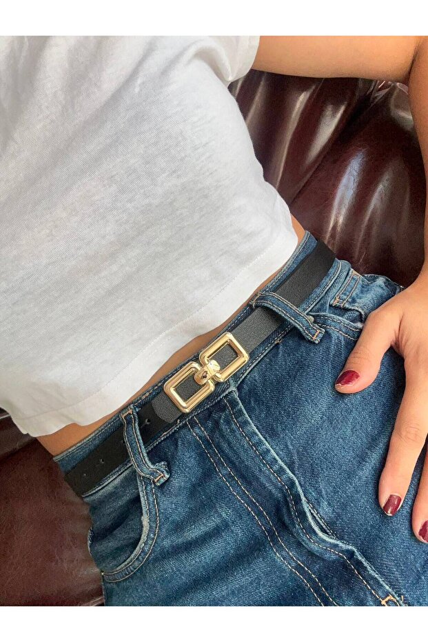 Major Double Rectangular Buckle Belt Waist Belt Coat Belt Dress Belt Trouser Belt
