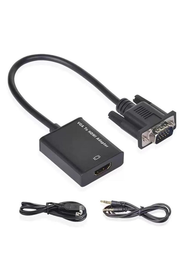 Vcom Cg597 Vga Male to HDMI Female+Aux Black Converter
