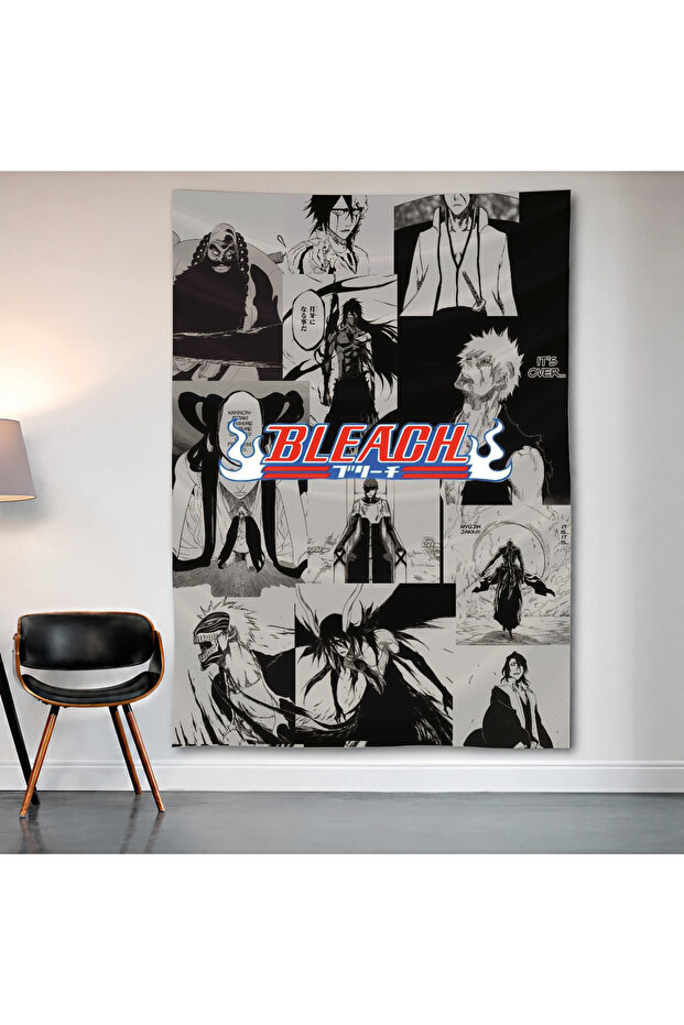 Bleach Manga Collage Wall Covering Wall Tapestry First Quality Satin Fabric Poster