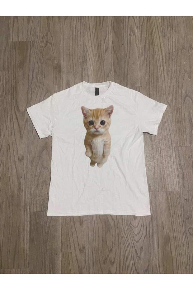 Cute Meme Cat Printed Unisex Oversize T-Shirt
