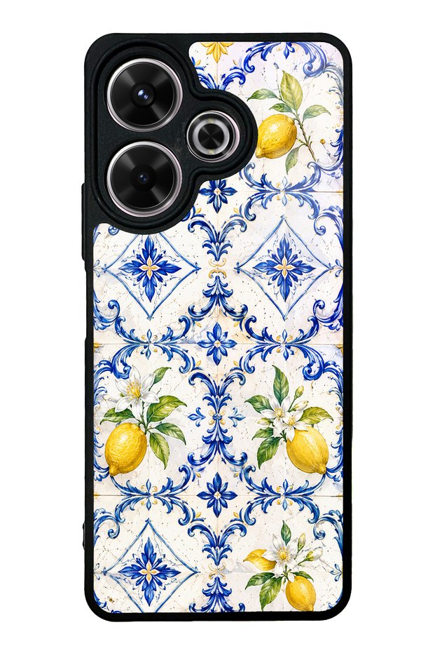 Xiaomi Redmi 13 4g Glossy Phone Case with Sapphire Lemon Tiles Design