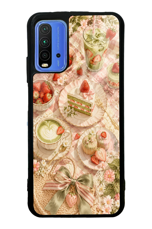 Xiaomi Redmi 9t Strawberry Matcha Design Glossy Phone Case