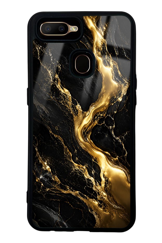Oppo A5S Obsidian Gold Flow Design Glossy Phone Case