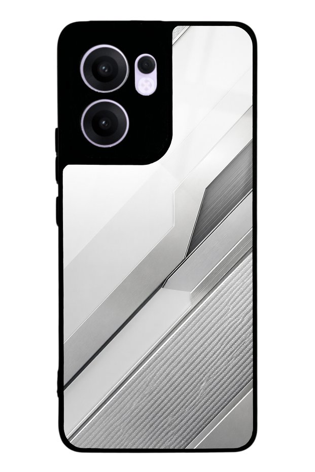 Oppo Reno 13F Silver Titanium Edge Design Glossy Phone Case