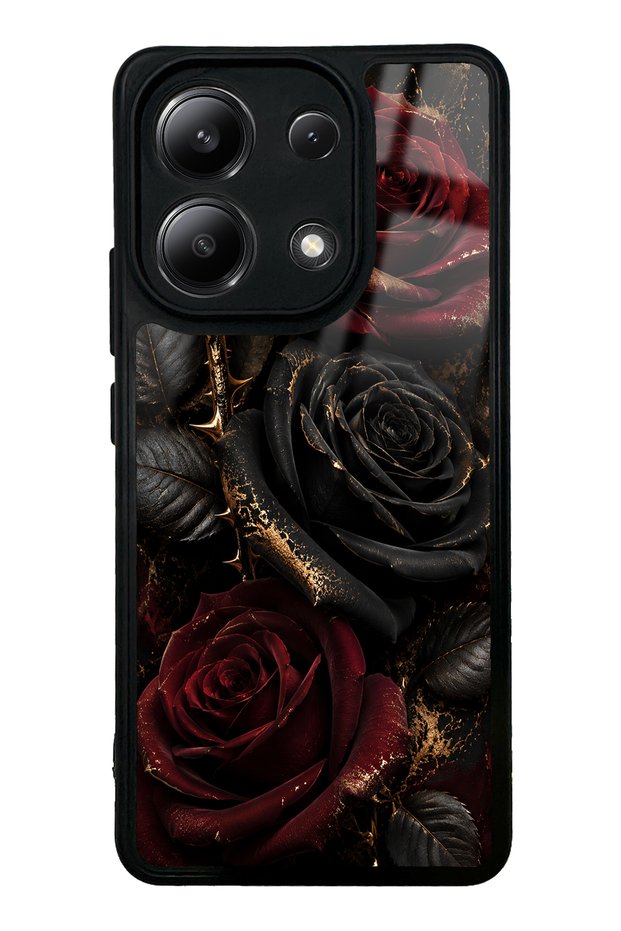 Xiaomi Redmi Note 13 4g Obsidian Crimson Rose Design Glossy Phone Case