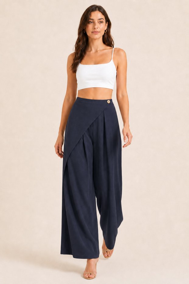 Women's Modal Fabric Brown High Waist Asymmetrical Hem Look Loose-Legged Trousers Style Sweatpants