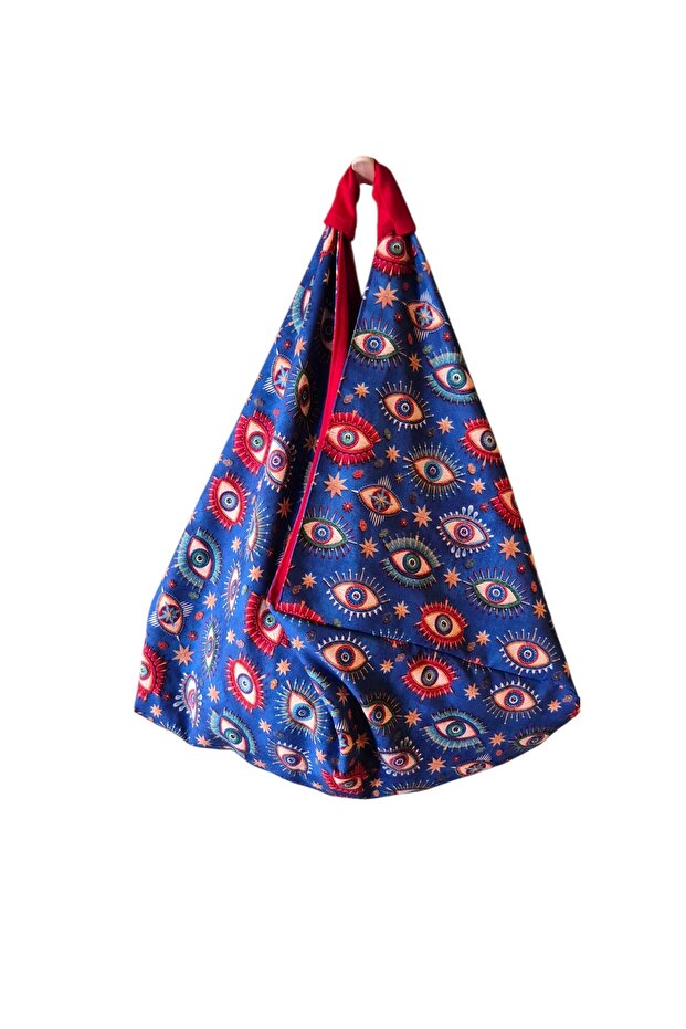 Hande Dizayn Valentine's Mother's Day Navy Blue Evil Eye Everything Bag Origami Model Shoulder Bag