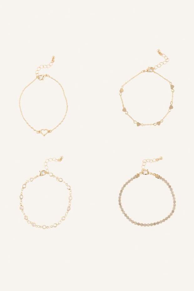 Women's 4-Piece Yellow Chain Bracelet Set I1345Axns