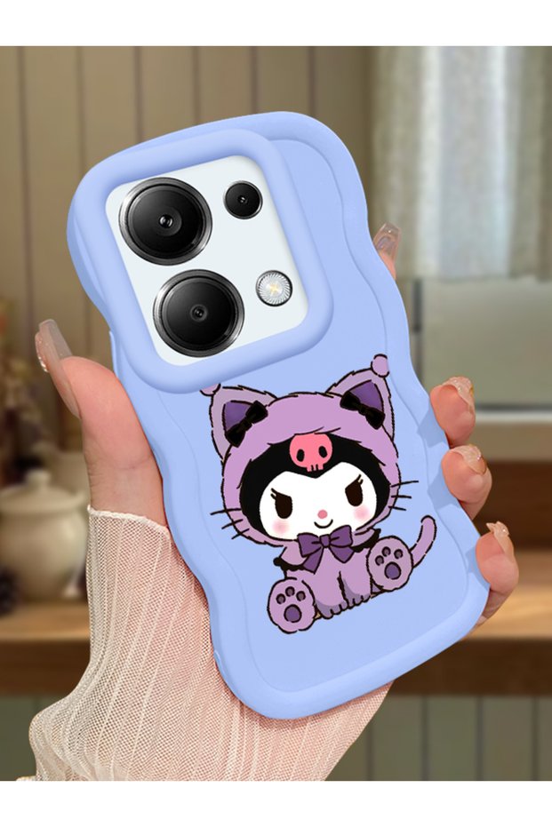 Redmi Note 13 Pro 4g Compatible Case with Camera Protector Blue Silicone Couple Phone Case Kuromi Pattern