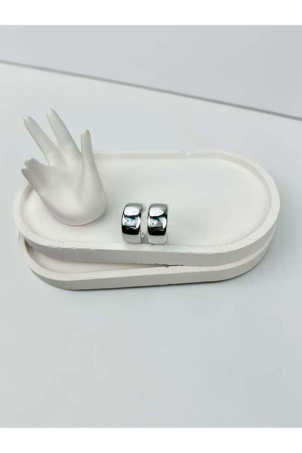 Thick Silver Hoop Earrings