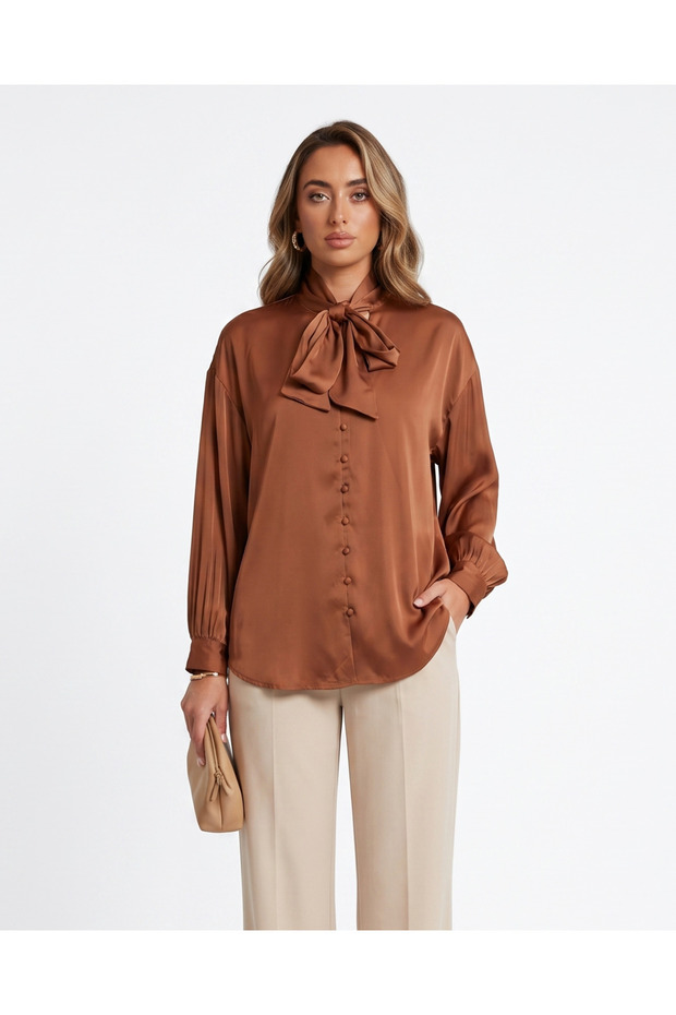 Tie-Neck Formal Shirt