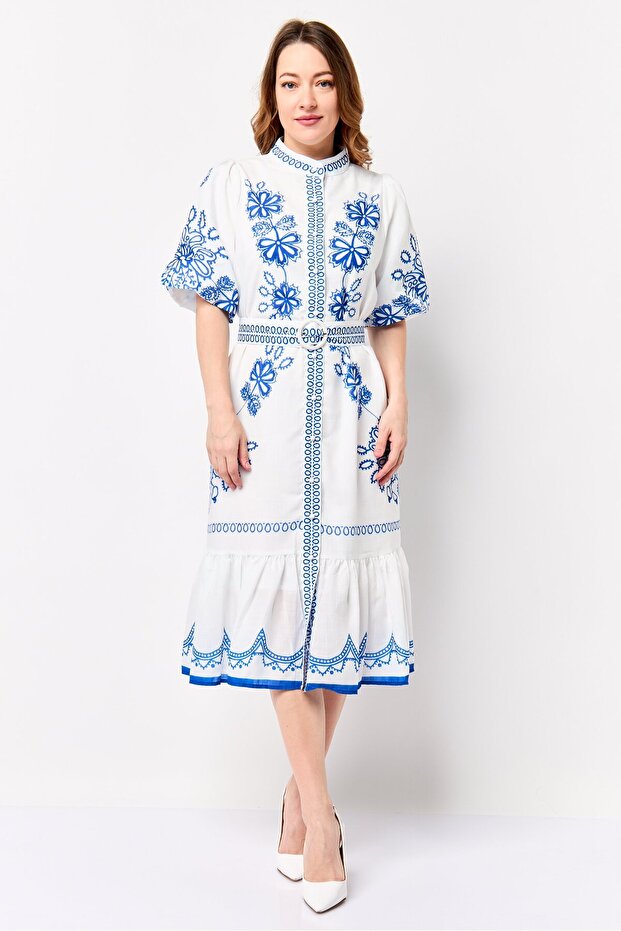 Women Floral Print Midi Dress, Multicolor