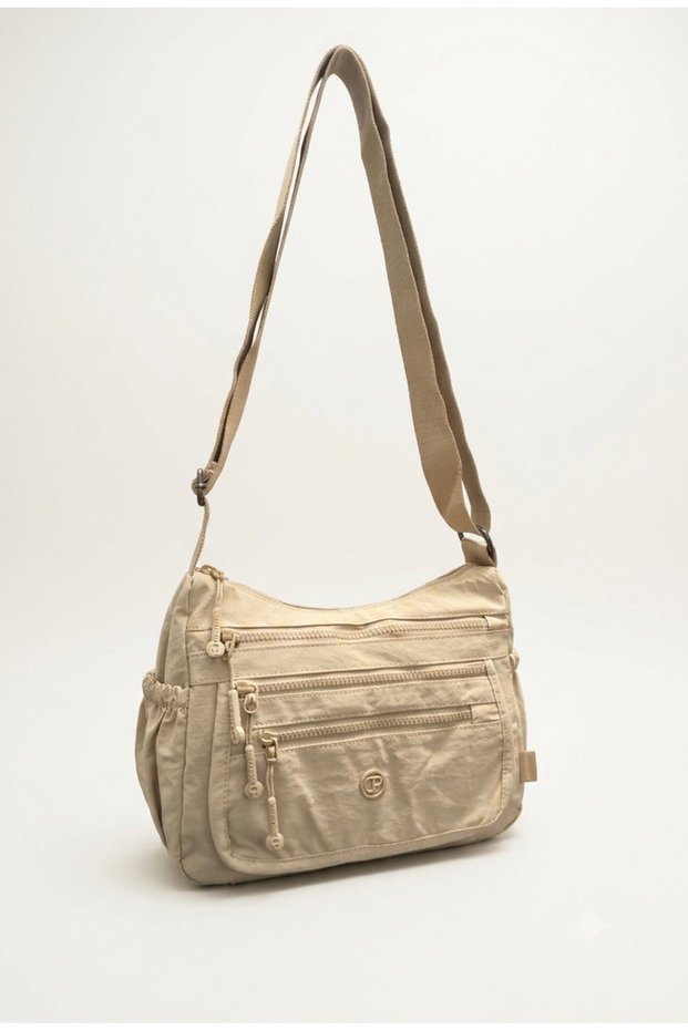 Women's Multi-Compartment Long Cross Strap Clinker Waterproof Fabric Shoulder Bag