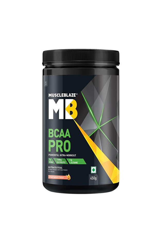 BCAA Pro Powder, Powerful Intra Workout (Fruit Splash, 450g, 30 Servings) | With 7g Vegan BCAAs, 1168mg Electrolytes & 2.5g Glutamine