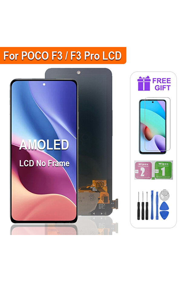 شاشة AMOLED بدون إطار 6.67 بوصة، شاشة LCD سوبر AMOLED لهاتف Poco F3، شاشة LCD طراز M2012K11AG، شاشة لمس مع لوحة رقمية
