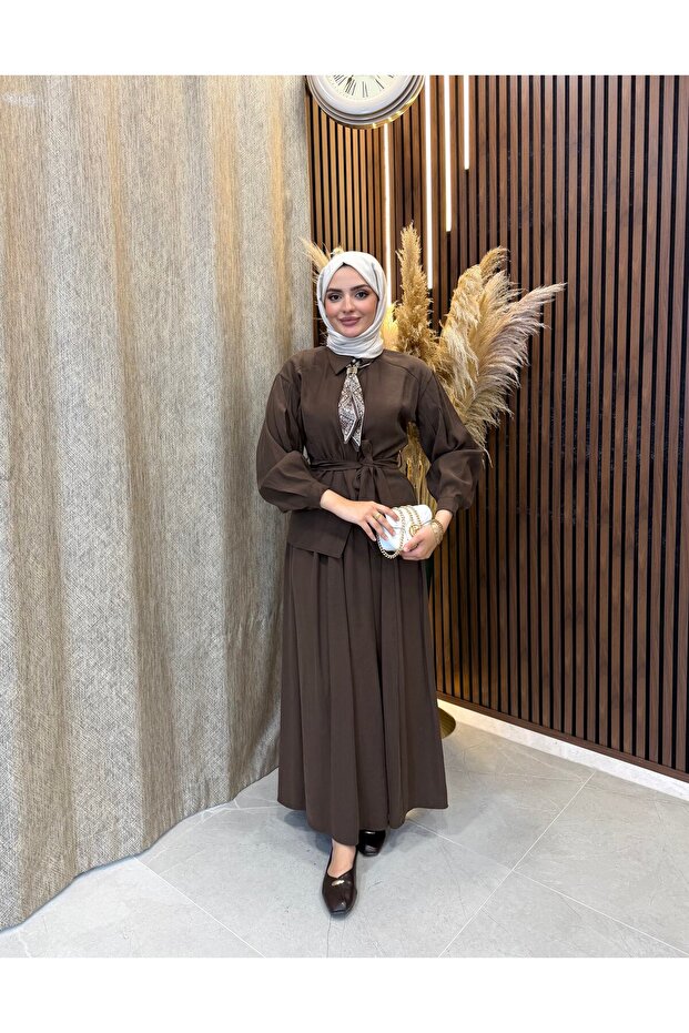 Lora Tensel Modal Skirt Suit | Brown
