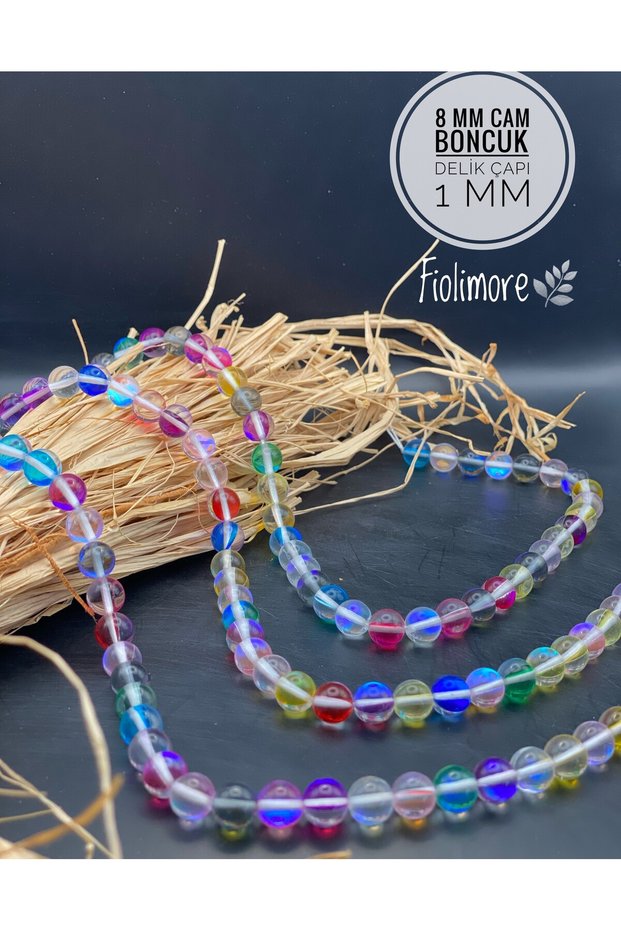8 mm Ab Plated Glass Beads (1 String 40 Pieces) Iridescent Rainbow Color Rosary Jewelry Design Bead