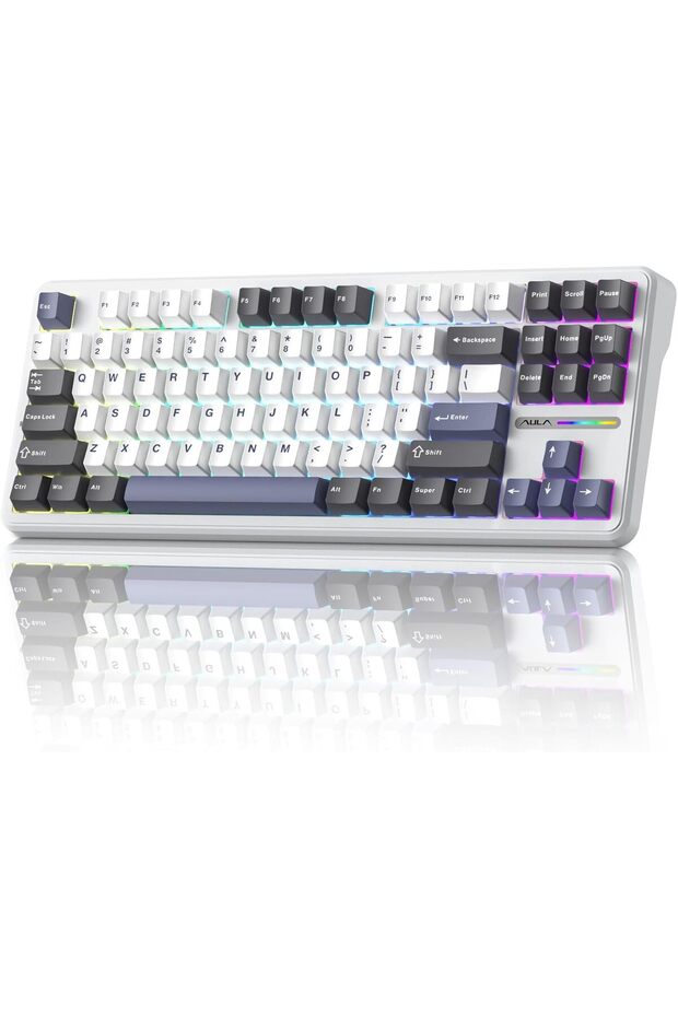 لوحة مفاتيح لاسلكية F87 Pro ثلاثية الأوضاع مع إضاءة RGB - قابلة للتبديل السريع، تصميم جاسكيت، بطارية 4000 مللي أمبير، نيمبوس V4