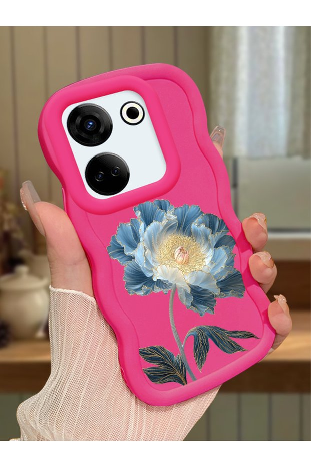 Tecno Camon 20 Pro 4g Compatible Case Camera Protector Red Silicone Couple Phone Case Floral Pattern