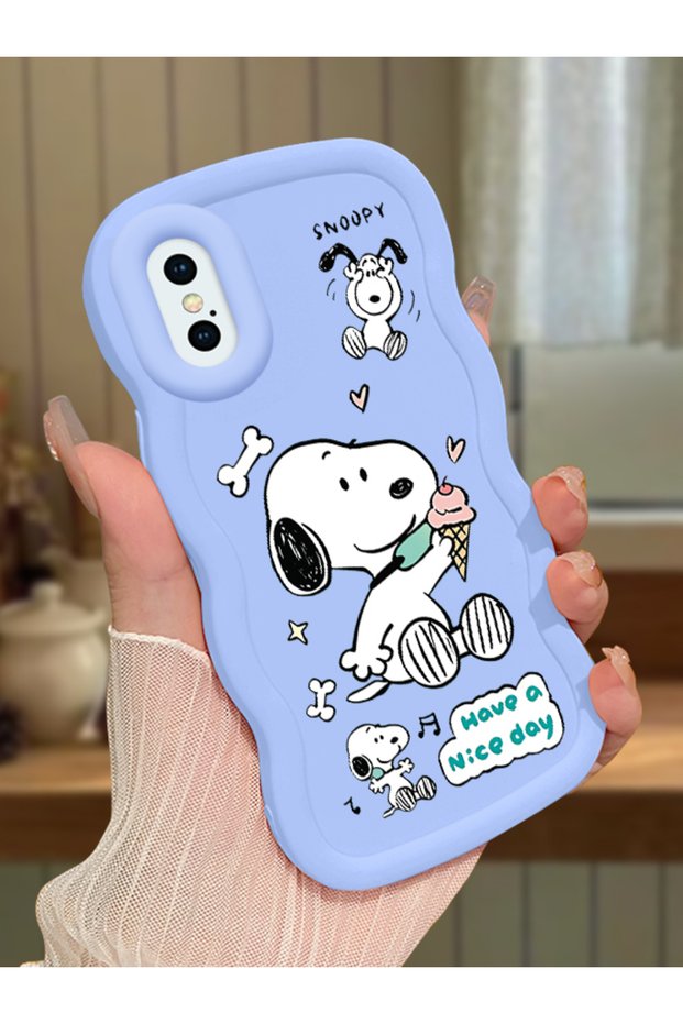 iPhone XS Compatible Case Camera Protector Blue Silicone Couple Phone Case Line Pattern