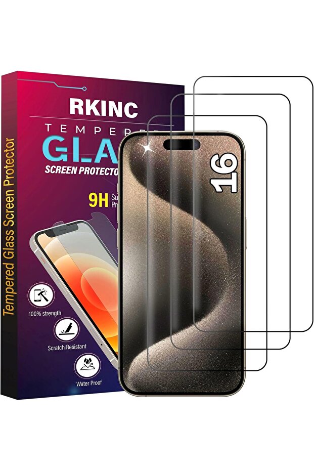 Screen Protector [3-Pack] for iPhone 16, Tempered Glass Film Screen Protector, 0.33mm