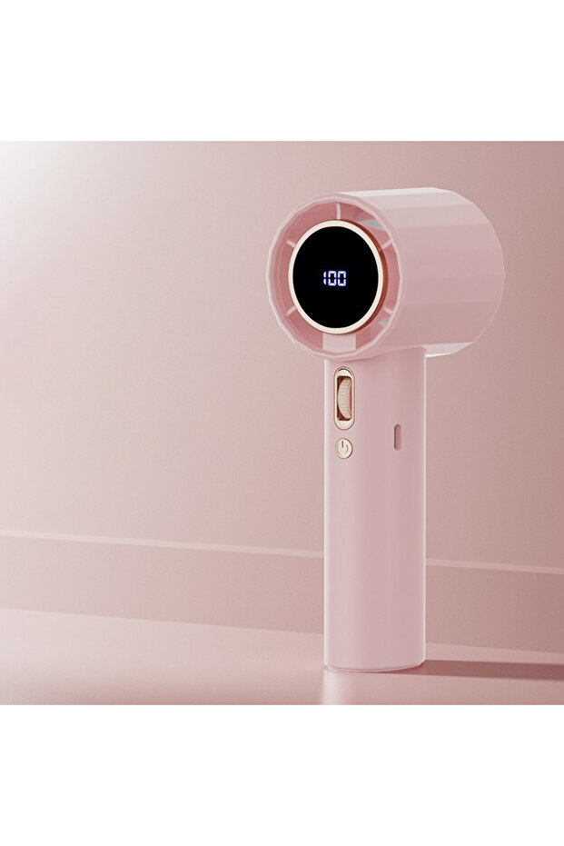 Pink 1pc Portable Handheld Turbo Fan - 100-Speed Adjustable, 1800mAh USB Rechargeable With Digital D