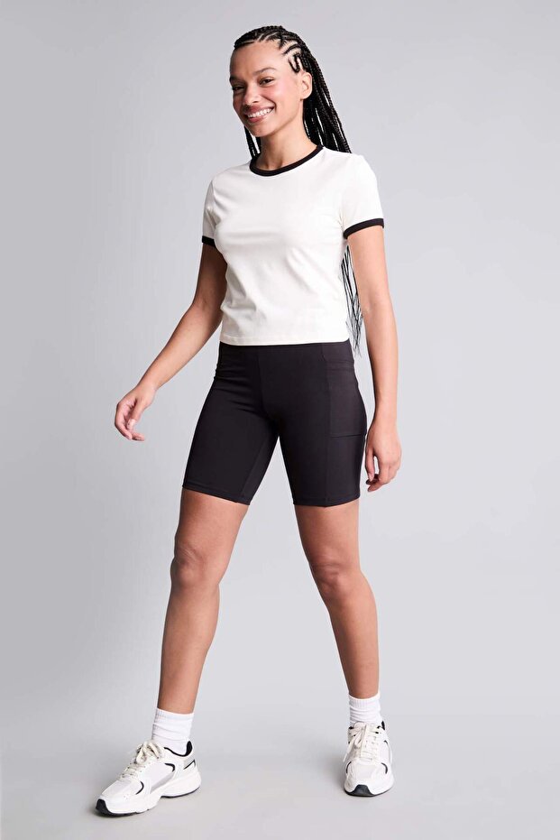 Buy Saran Sporcu Black Biker Tights I4473Ax26Hs
