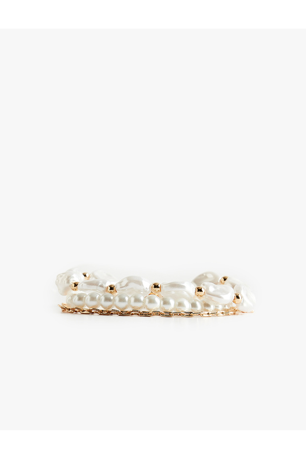 Pearl Bead Detailed 3-Piece Bracelet Set