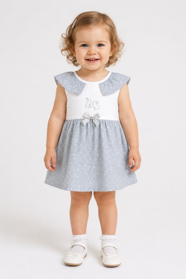 Baby Girl Muslin Zero Sleeve Summer Dress 15234