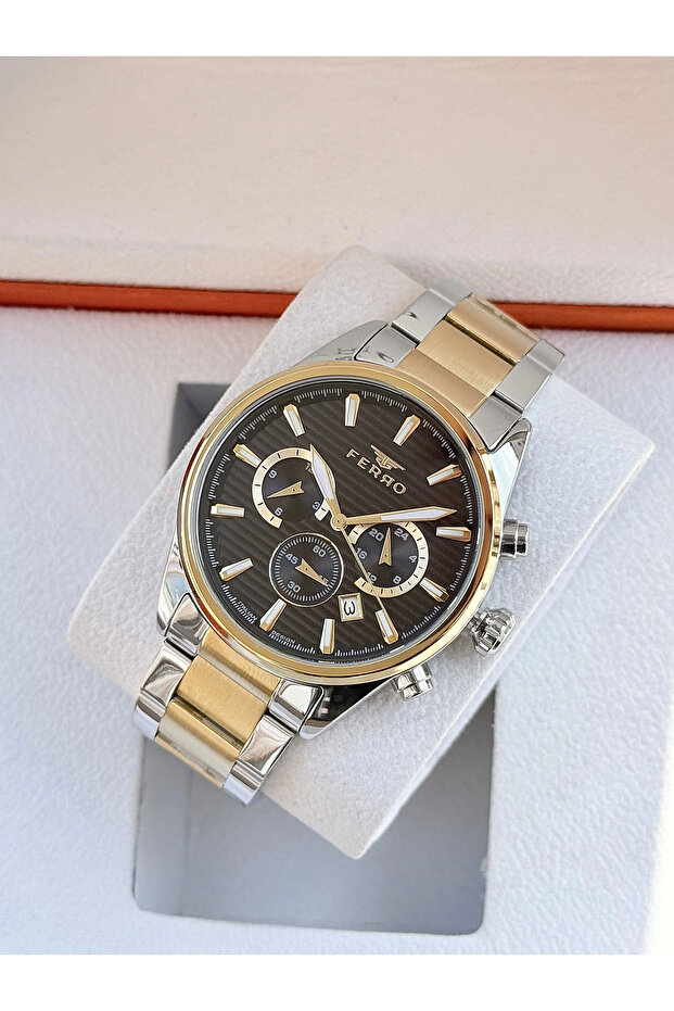 Yellow and Silver Steel Cord Men's Wristwatch Fm11804A-D2 Functions Active Waterproof Gift Package