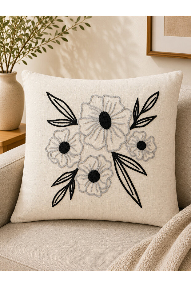 Decorative Punch Throw Pillow Cover Linen Fabric with Hidden Zipper 43X43