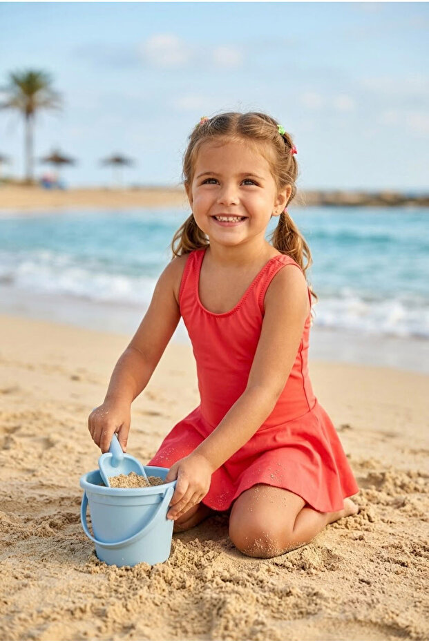 Zero Sleeve Skirted Girl's Swimsuit 4778 Pomegranate Flower