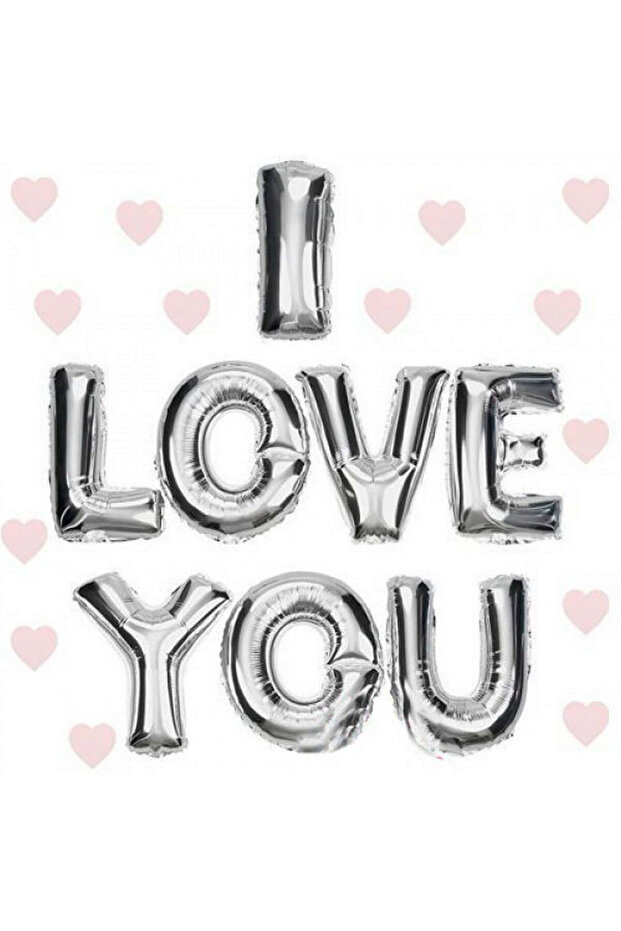 Ilkestor I Love You Foil Balloon Silver Color (11918) 35 cm