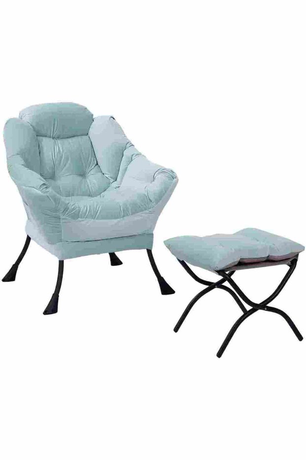 Spacious Lounge Chair Set with Removable Cushion - Metal Frame, Soft Fabric- Ideal for Living Room, Bedroom, Balcony or Office - Supports up to 400 LB (No Folding Footrest)