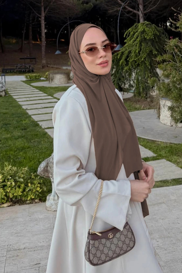 Crepe Chiffon Shawl - Brownie
