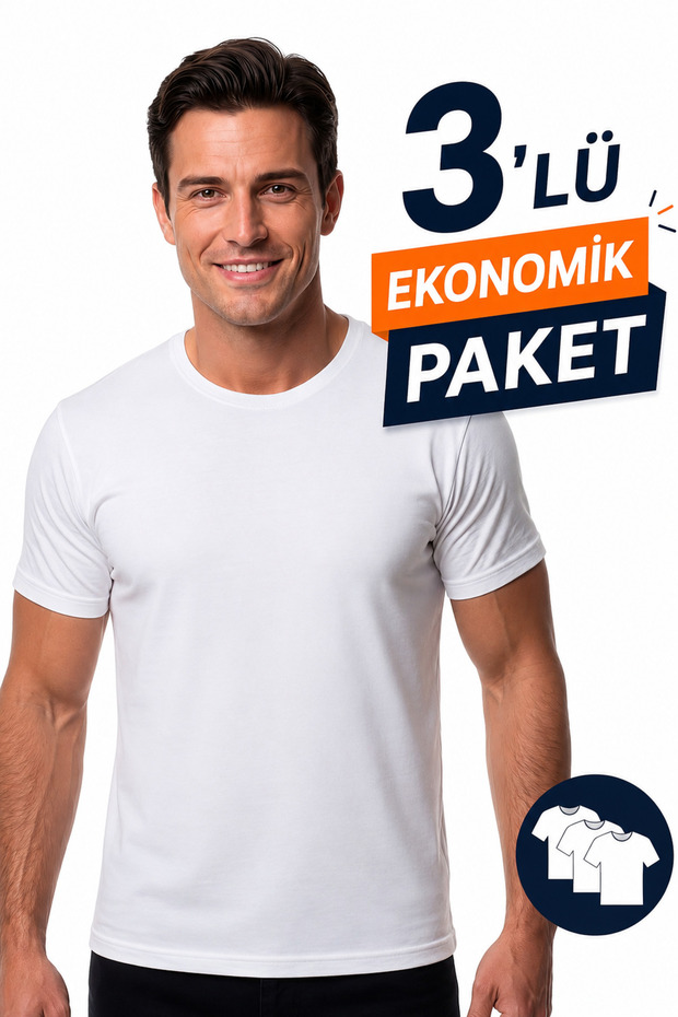 2146 3-Pack Combed Cotton 0-Neck Men's Undershirt 3-Pack