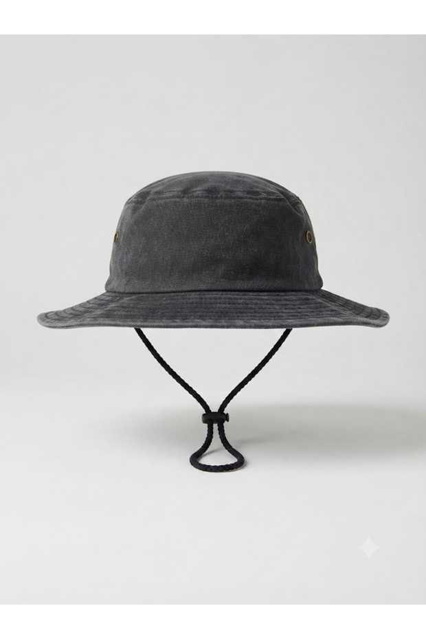 Premium 100% Cotton Washed Safari Hat - Outdoor and Camping Hat with Chin Strap, Wide Brim