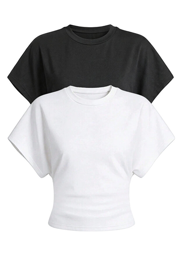 Women's Bat Sleeve Blouse Cotton 2-Piece Blouse