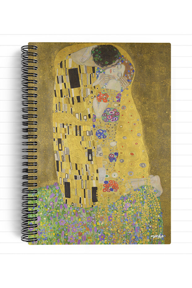 Gustav Klimt / the Kiss, 1907-08 | Spiral Notebook 28 | A5 | Striped | 100 Pages | School