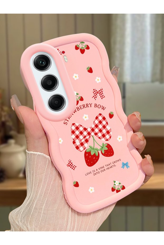 Tecno Camon 40 Pro 5g Compatible Case Camera Protector Pink Silicone Couple Phone Case Strawberry Pattern