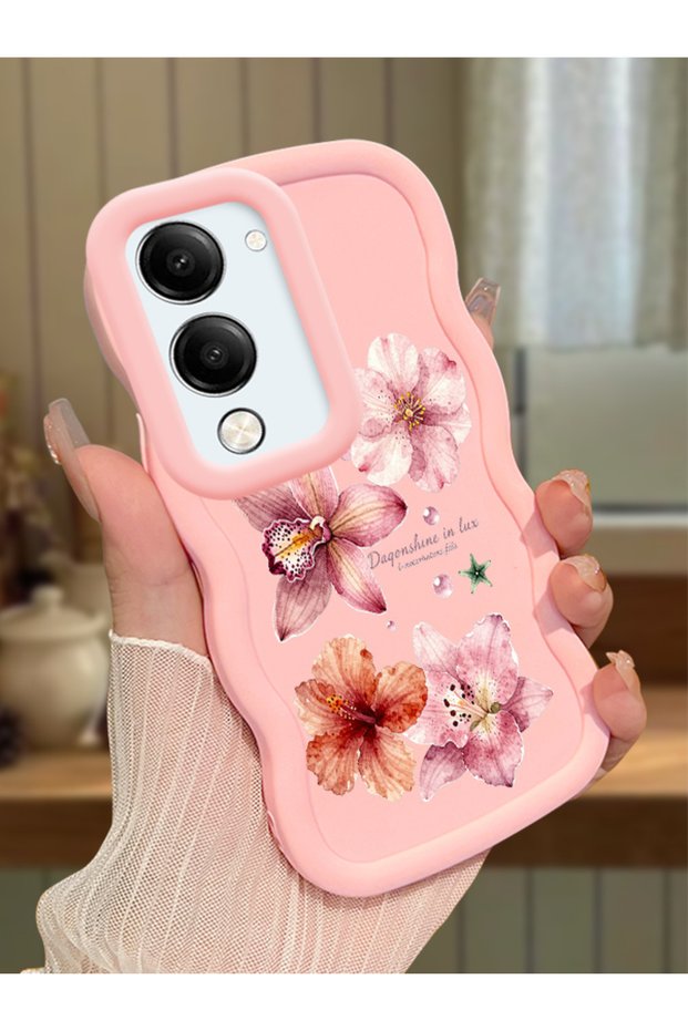 Vivo Y29S Compatible Case Camera Protector Pink Silicone Couple Phone Case Floral Pattern