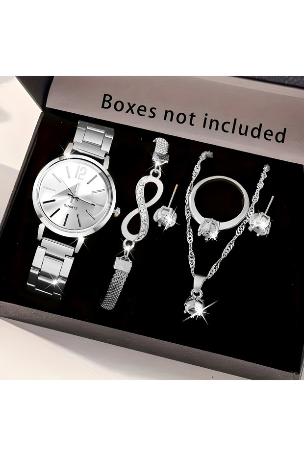 Arabic Silver No Box 6pcs/set Elegant Women Quartz Watch Fashion Simple Dial Ladies Wristwatch Rhine
