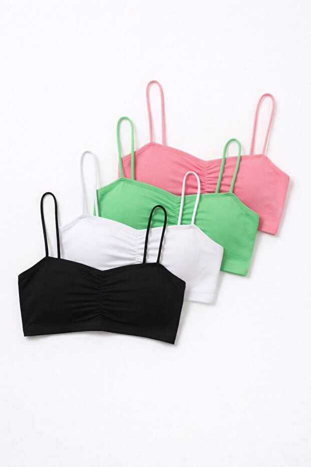 Women's Colorful 4-Piece Strapless Non-Padded Bralette Training Bra