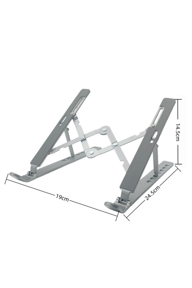 2X-Silvery pro Portable Dual-Fork Foldable Aluminum Alloy Laptop & Tablet Stand, Height-Adjustable E