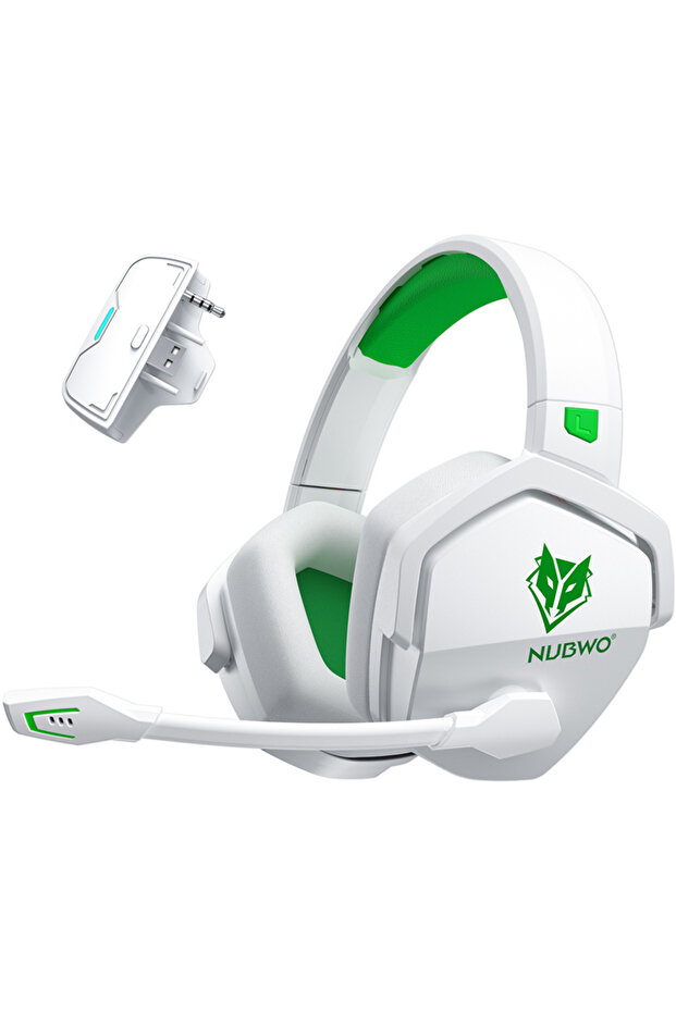 XBOX WhiteGreen NUBWO Wireless Gaming Headset for Xbox Series X/S Xbox One 3-in-1 2.4GHz Bluetooth 5