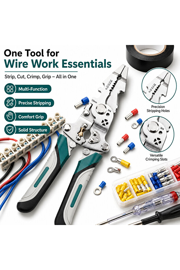 3 in 1 Heavy Duty Multi-Function Folding Wire Stripper Crimping Stripping Tool