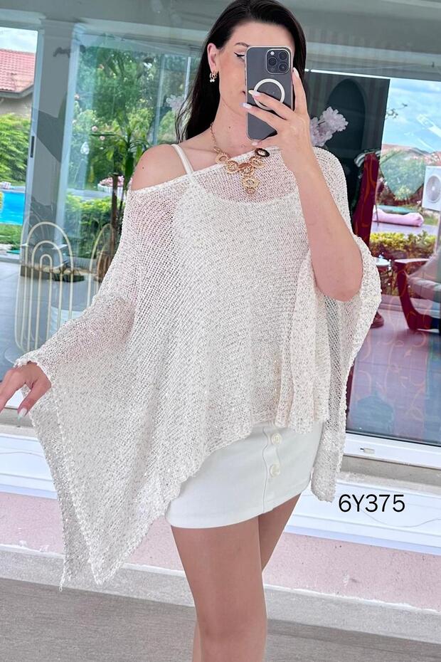 Glittery Knitwear Poncho 6Y375