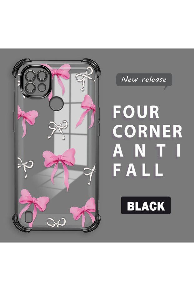 Realme C21 Compatible Transparent Back Panel Four-Corner Reinforced Impact Protection Glossy Edge Silicone Case